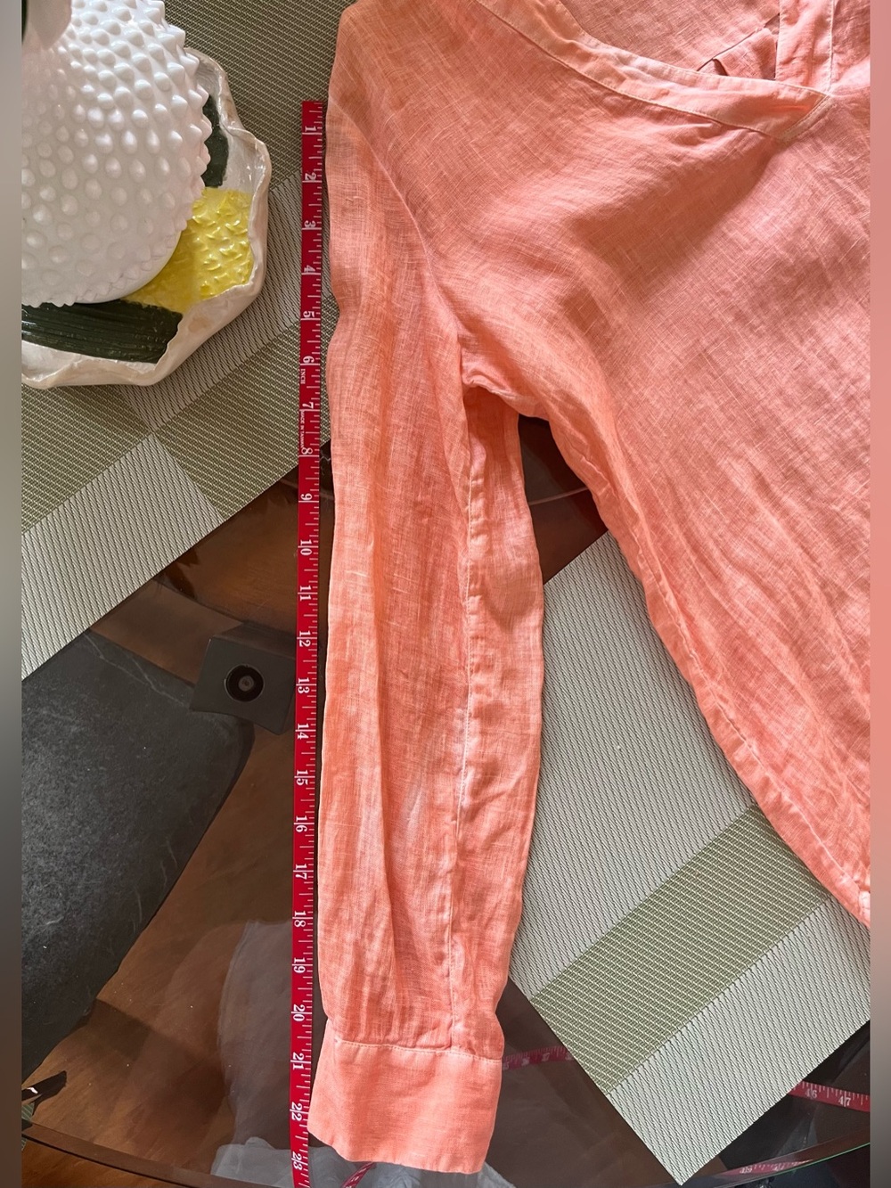 120% Lino Popover Pure Linen Shirt in Tangerine - Picture 11 of 16